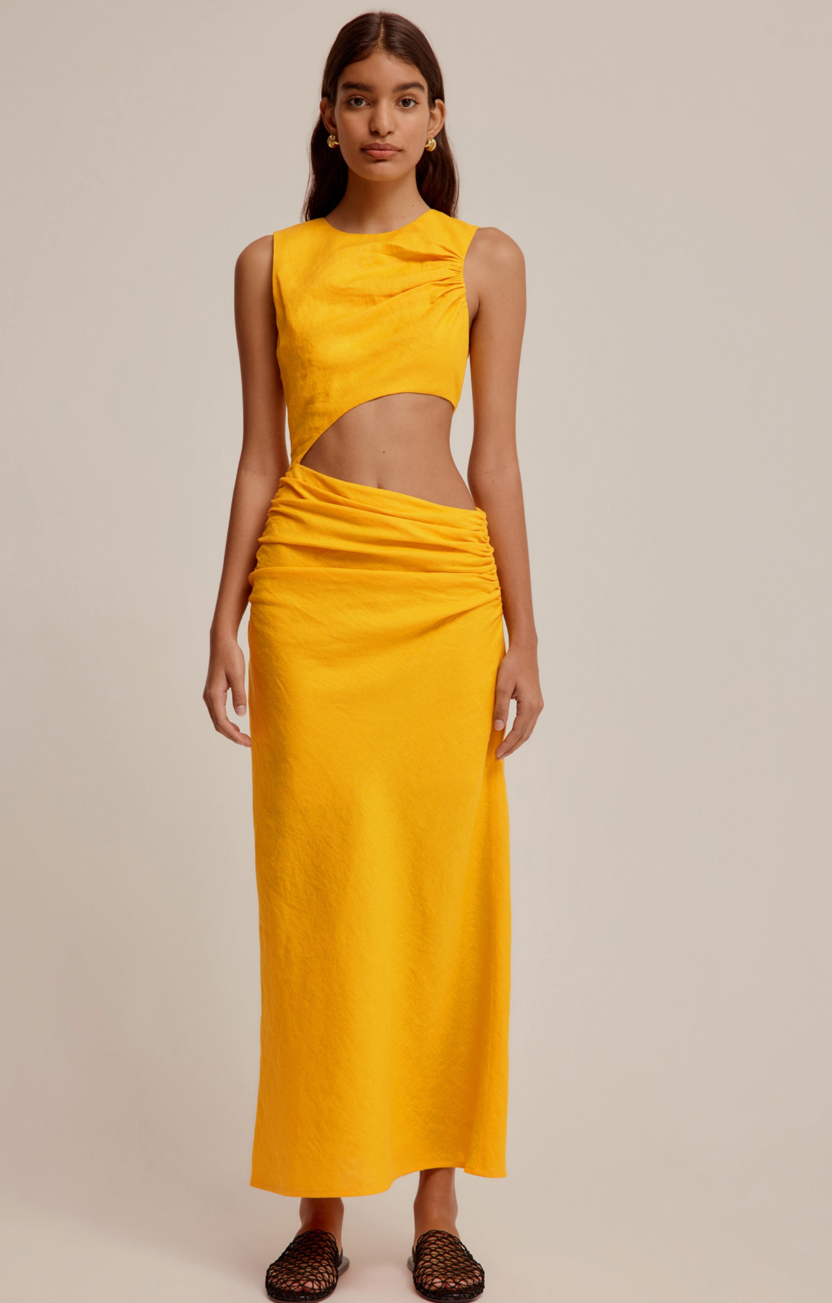 Venroy Linen Cut Out Dress