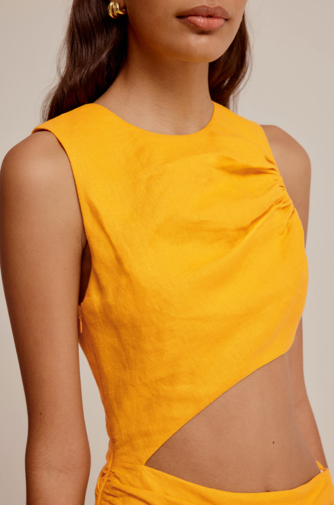 Venroy Linen Cut Out Dress