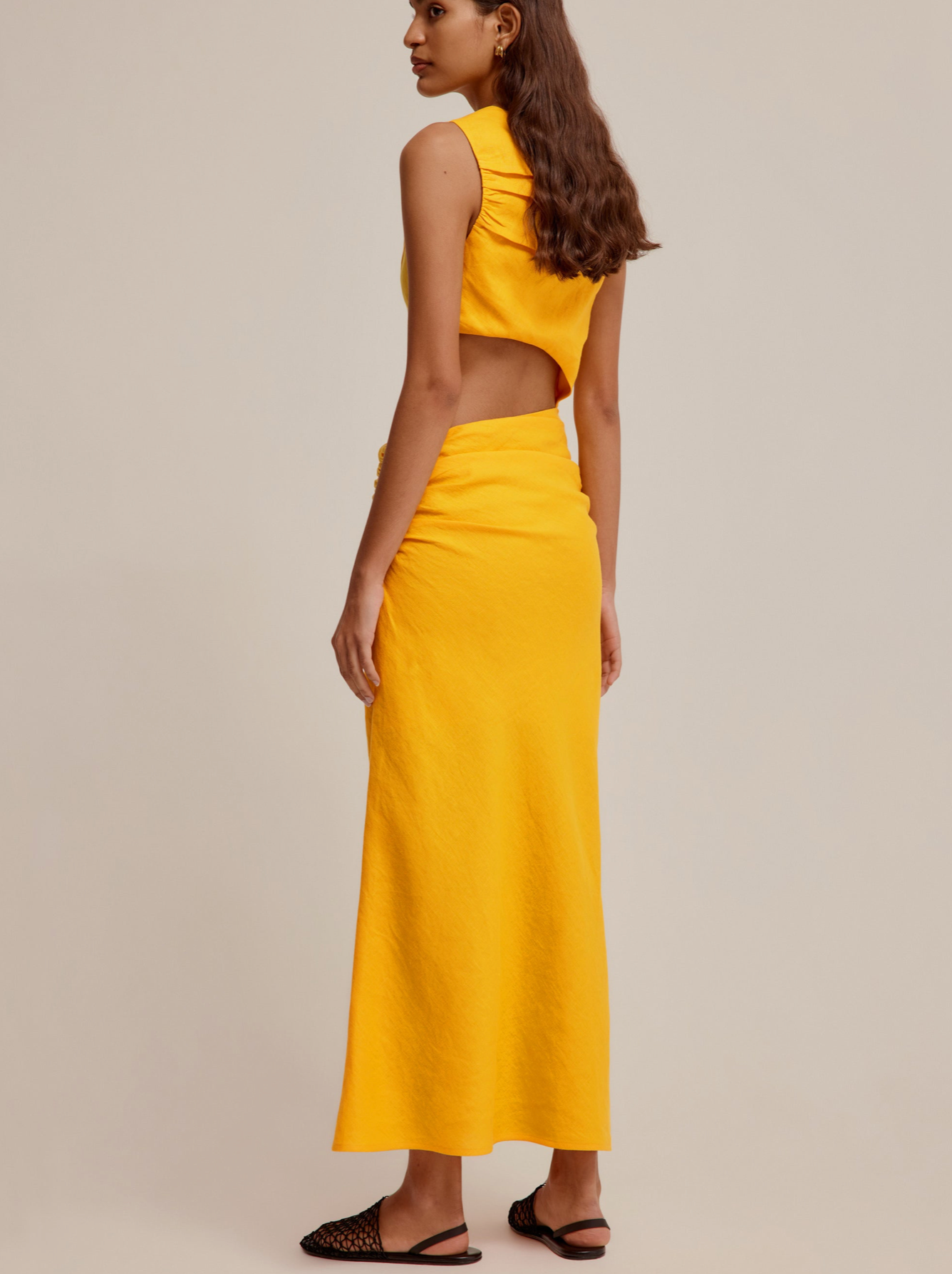 Venroy Linen Cut Out Dress